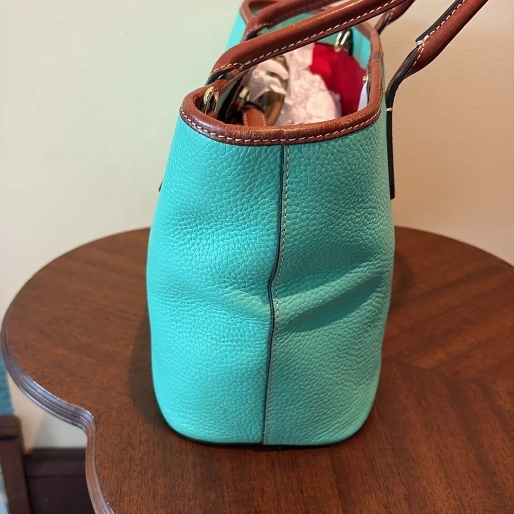 Dooney Bourke Bright mint satchel Crossbody /Shoulder bag Leather/brown trim